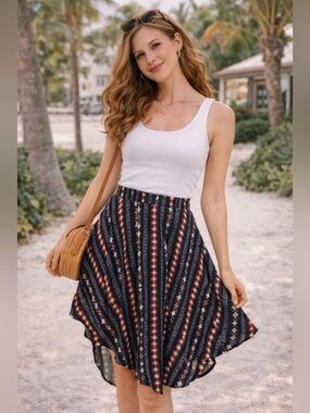 Hollister Boho Print Skirt Small | Flowy High Waist Festival Midi Skirt